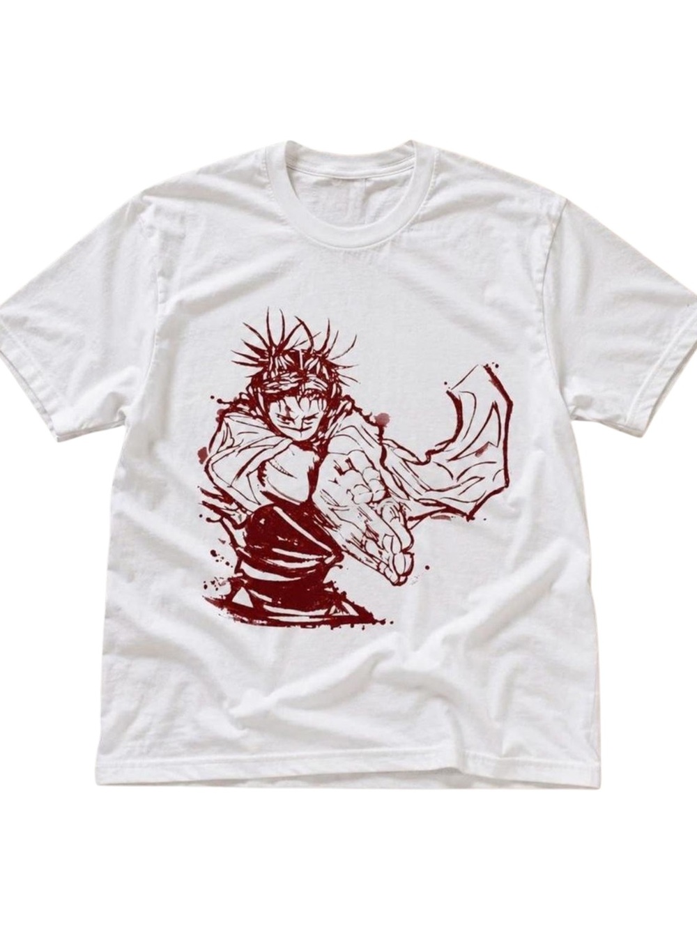 Gildan White Graphic Tee with Maroon Illustration